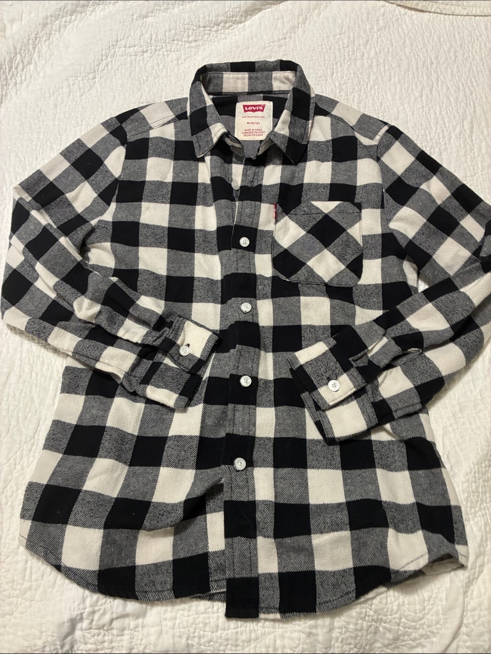 Levi's Kids Black & White Plaid Button-Down Shirt